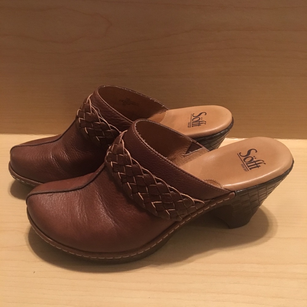 Sofft brown leather mules sz 8.5